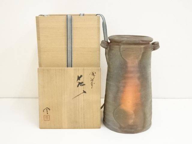 JAPANESE POTTERY BIZEN WARE FLOWER VASE / ARTISAN WORK 